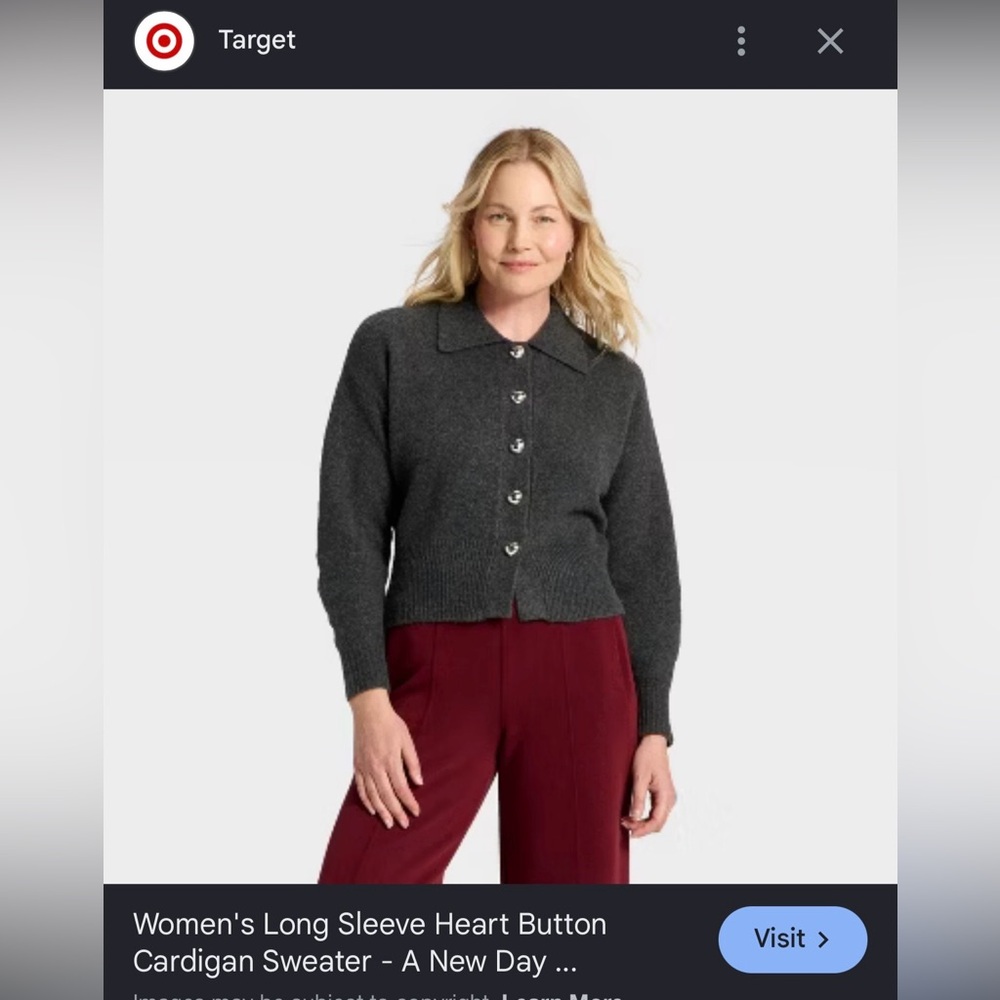 a new day Charcoal Gray Heart-Button Collared Cardigan